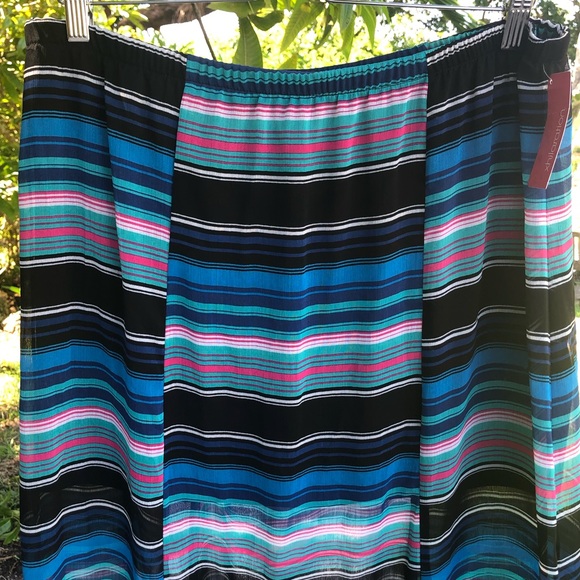 maxi skirt XXL striped semi-sheer fabric summer festival women’s NWT curvy comfy - Picture 2 of 5